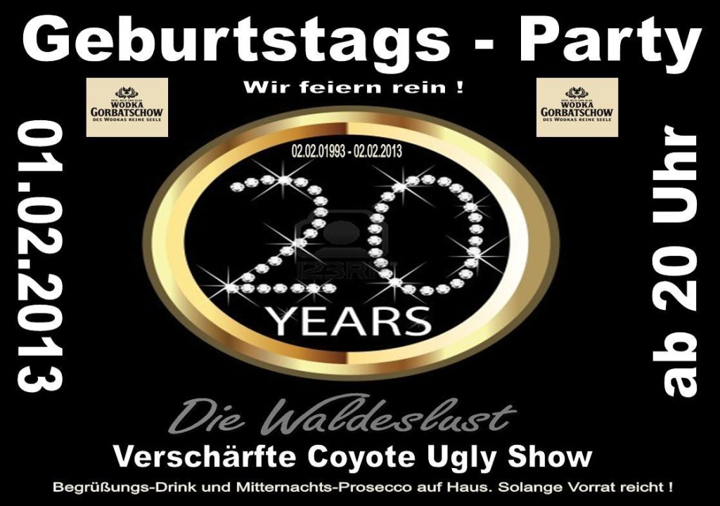 Die Waldeslust in Unterhaching feiert ihr 20 jähriges Bestehen und ihr seid alle eingeladen.